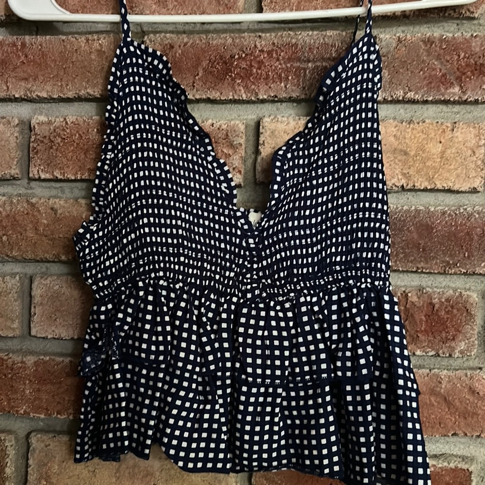 OCEAN DRIVE (m) gingham ruffle tank